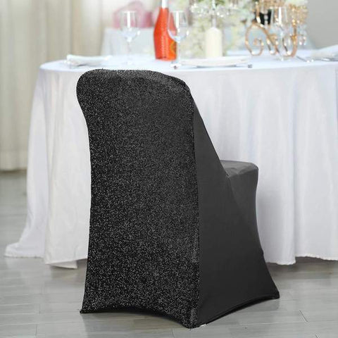 Spandex Stretchable Glittered Metallic Back Folding Chair Cover