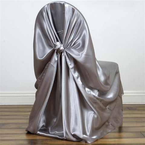 Silver Satin Universal Chair Cover