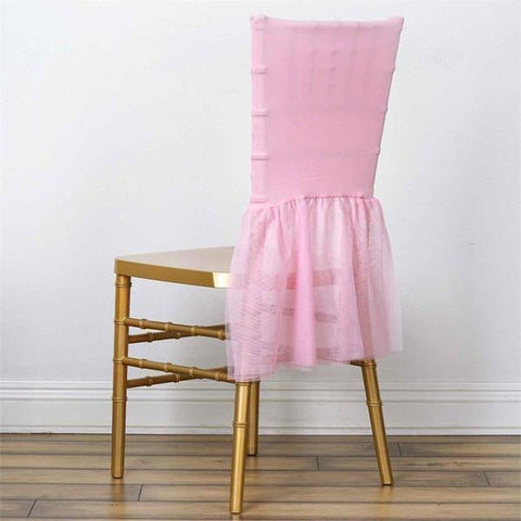 Pink Spandex Tulle Tutu Chair Sash