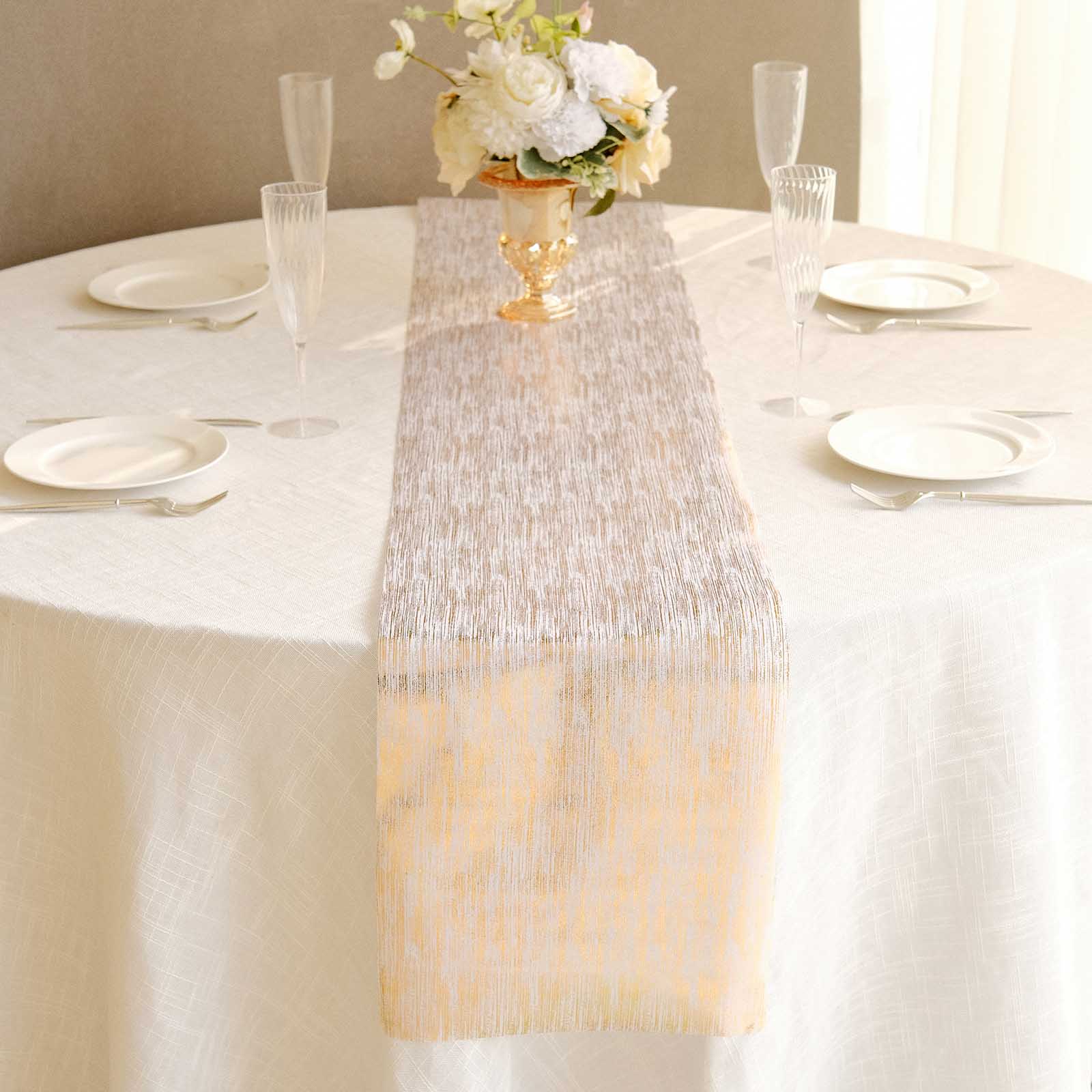 11x108 in Metallic Gold Brushed Non-Woven Faux Suede Table Runner