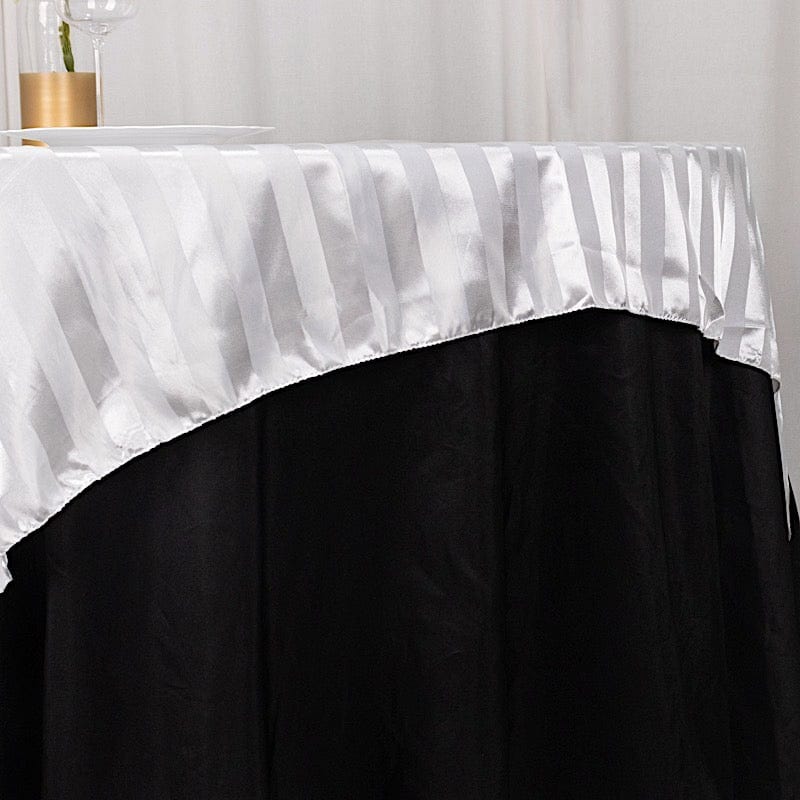 72x72 in Satin Stripes Square Table Overlay Wedding Party Linen