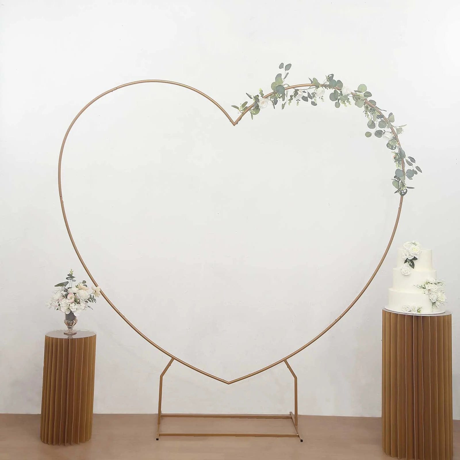 Gold 7 feet Metal Heart Shape Wedding Arch Photo Backdrop Stand