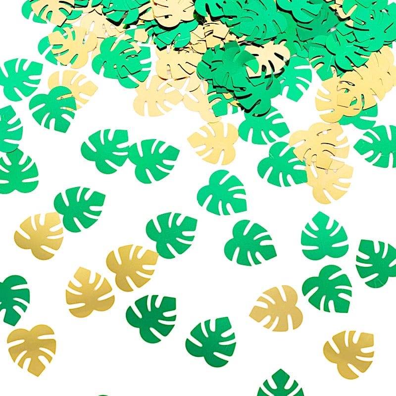 15 grams Metallic Green and Gold Tropical Leaves Confetti