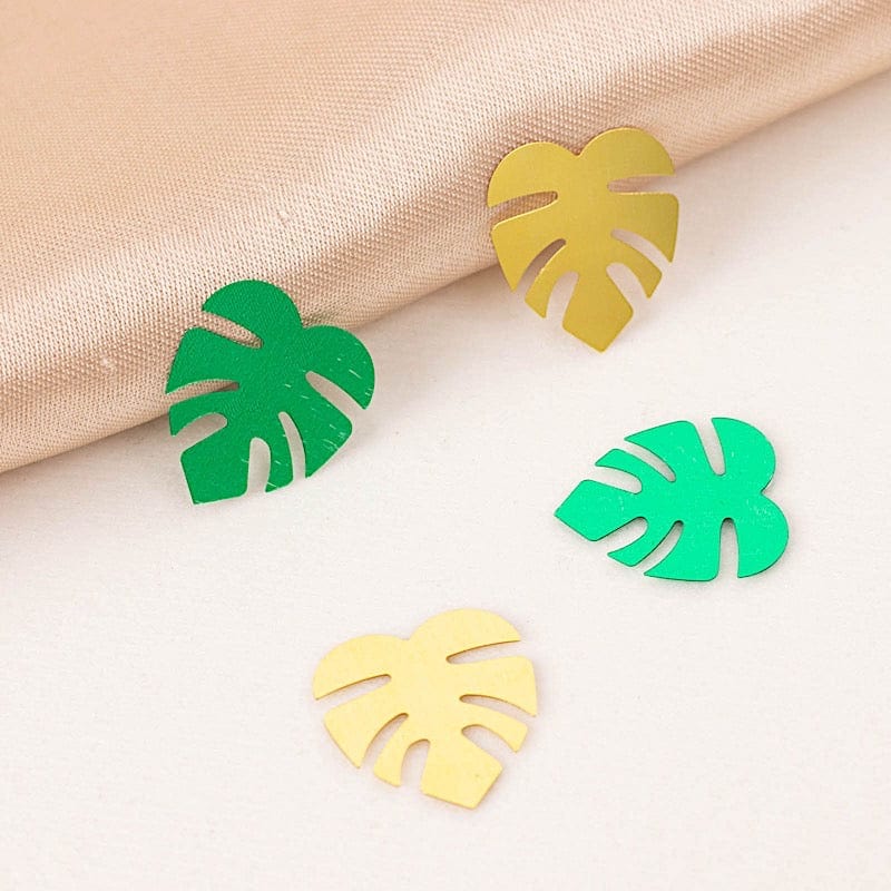 15 grams Metallic Green and Gold Tropical Leaves Confetti