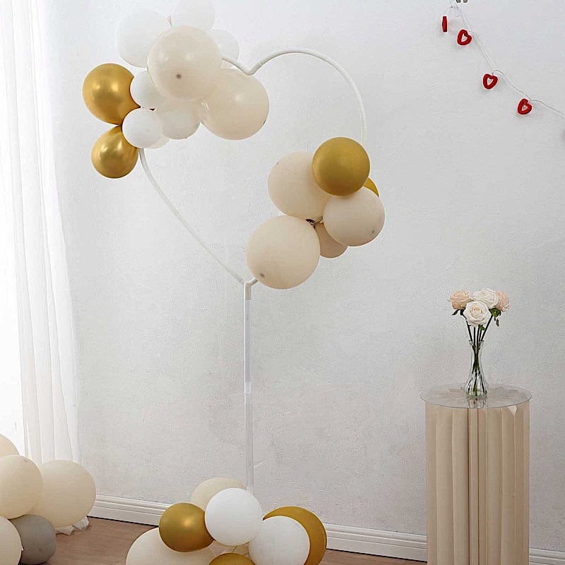 2 White Heart Shaped Plastic Balloon Arch Stand Kit