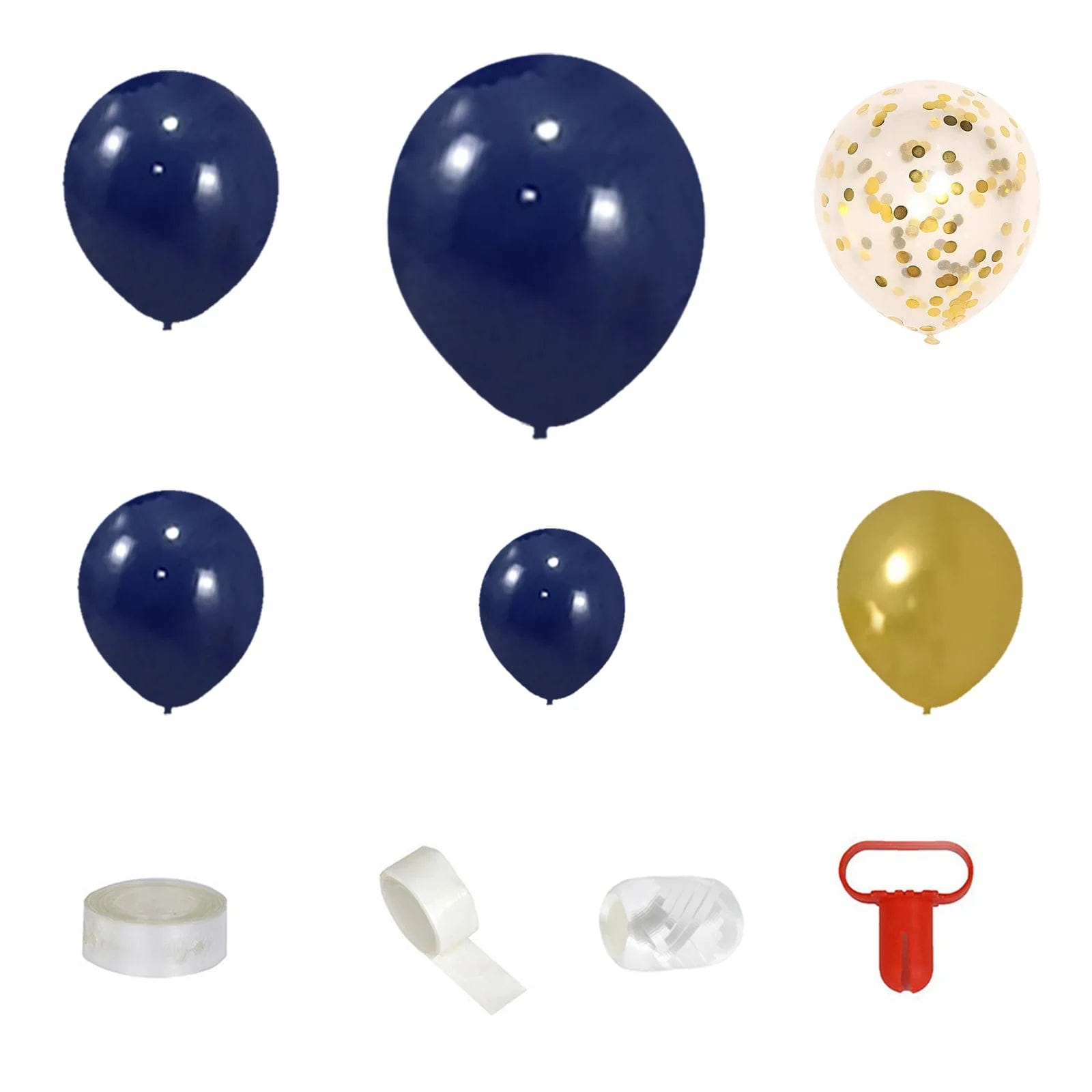 100 Royal Blue Gold Clear Assorted Latex Balloons Garland Arch Decorations Kit Set