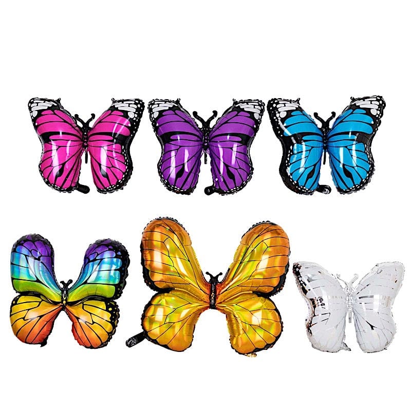 6 Assorted Butterfly Mylar Foil Balloons