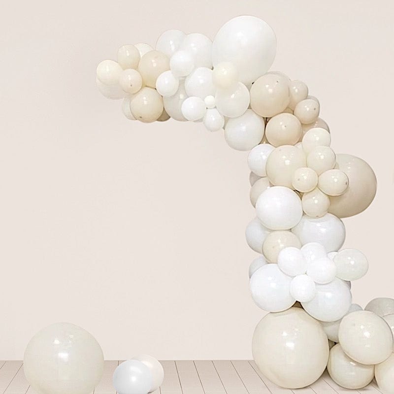 95 White and Beige Assorted Latex Balloons Garland Arch Decorations Kit Set