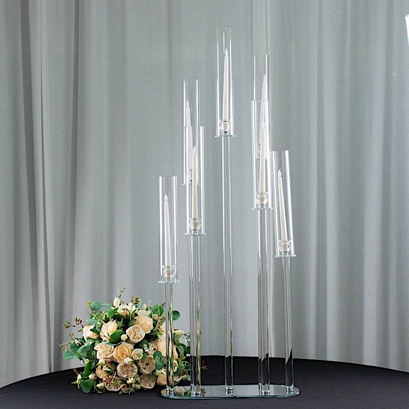 47 in tall Clear 7 Arm Crystal Glass Candelabra Taper Candle Holder