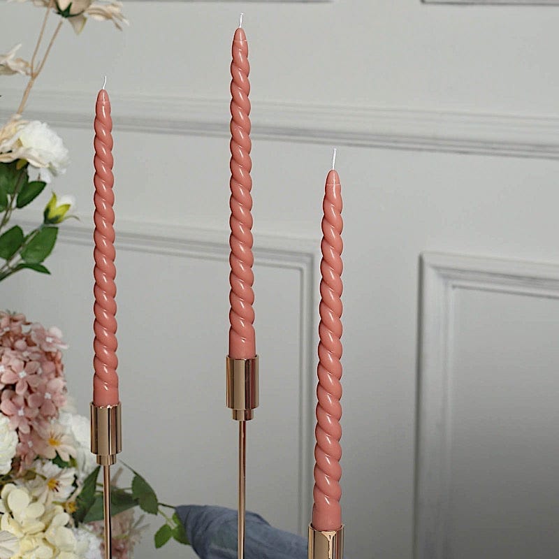 12 Unscented 11 in Long Spiral Premium Wax Taper Candles