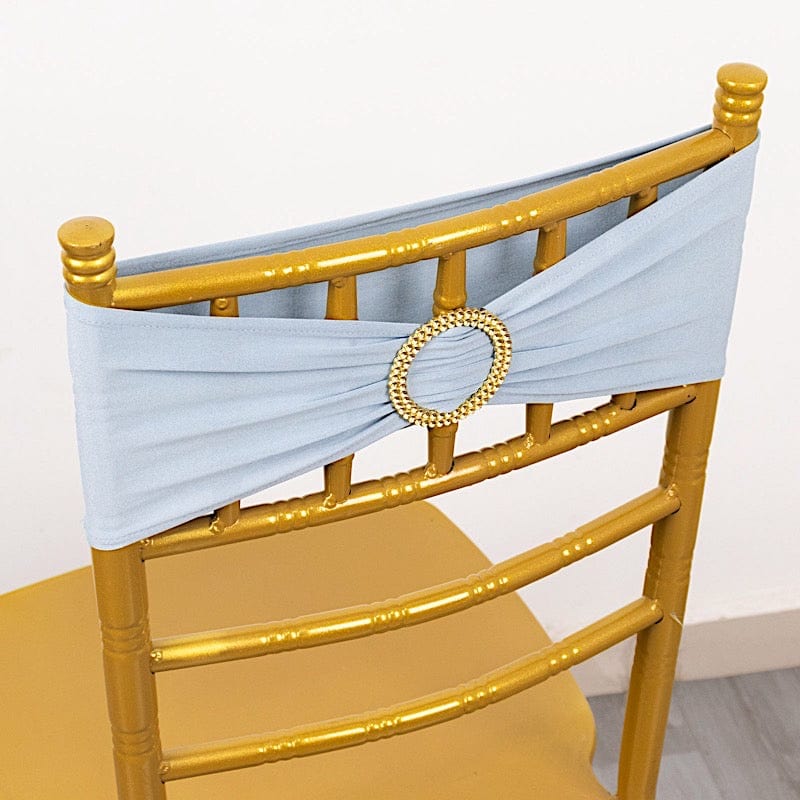 5 Spandex 5x14 in Stretchable Chair Sashes with Gold Rhinestone Buckles
