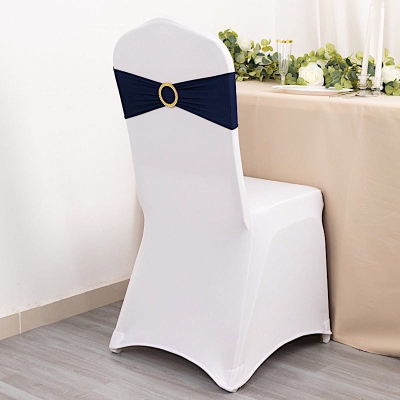 5 Spandex 5x14 in Stretchable Chair Sashes with Gold Rhinestone Buckles