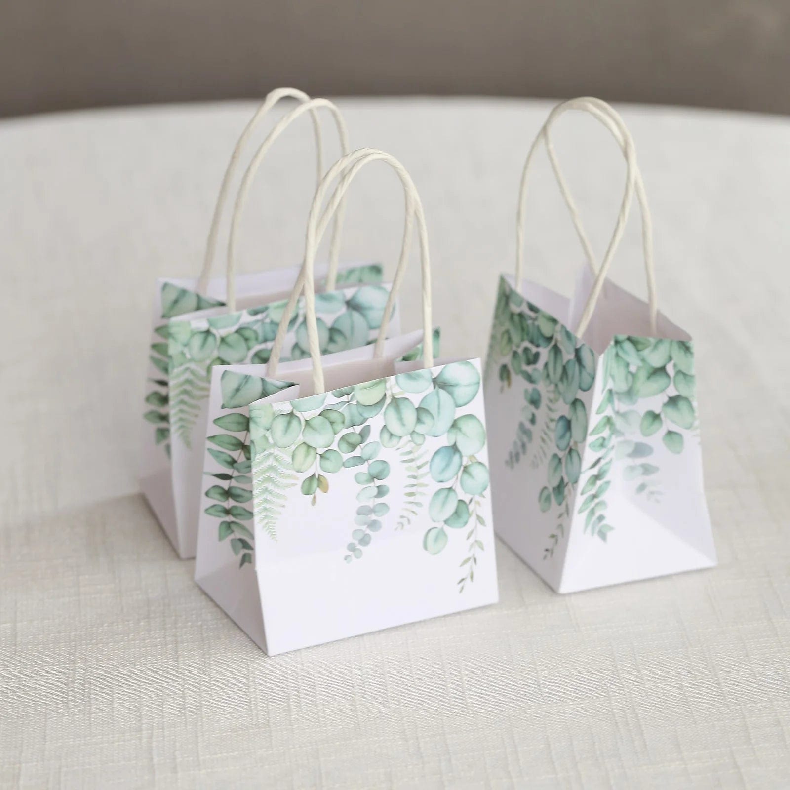 12 White 4 in Floral Print Paper Favor Gift Bags with Handles