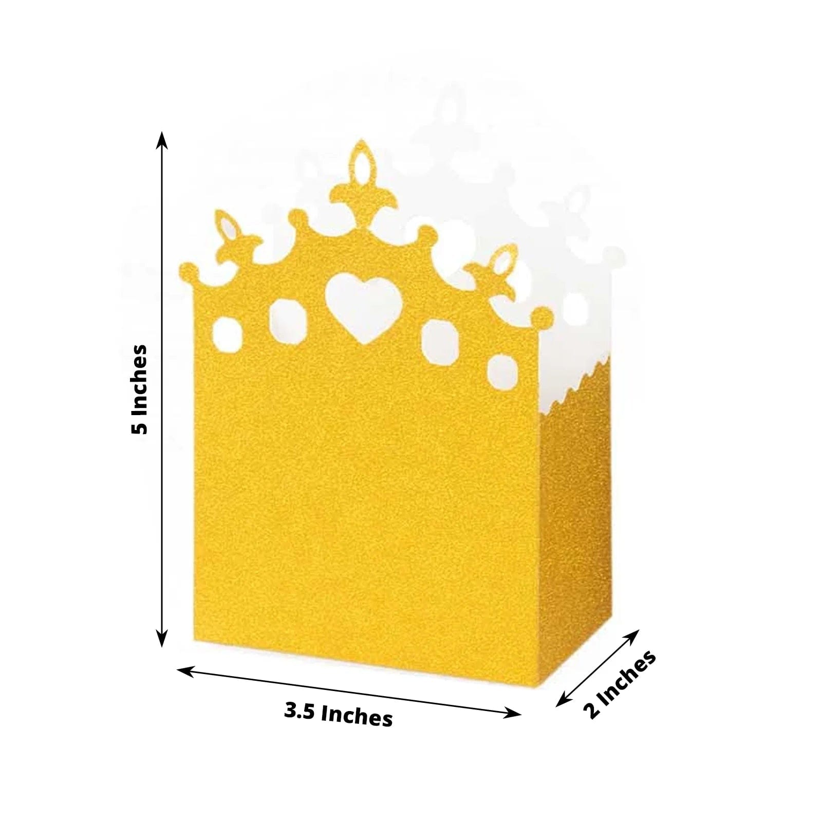 20 Gold Glitter Princess Crown Paper Favor Boxes