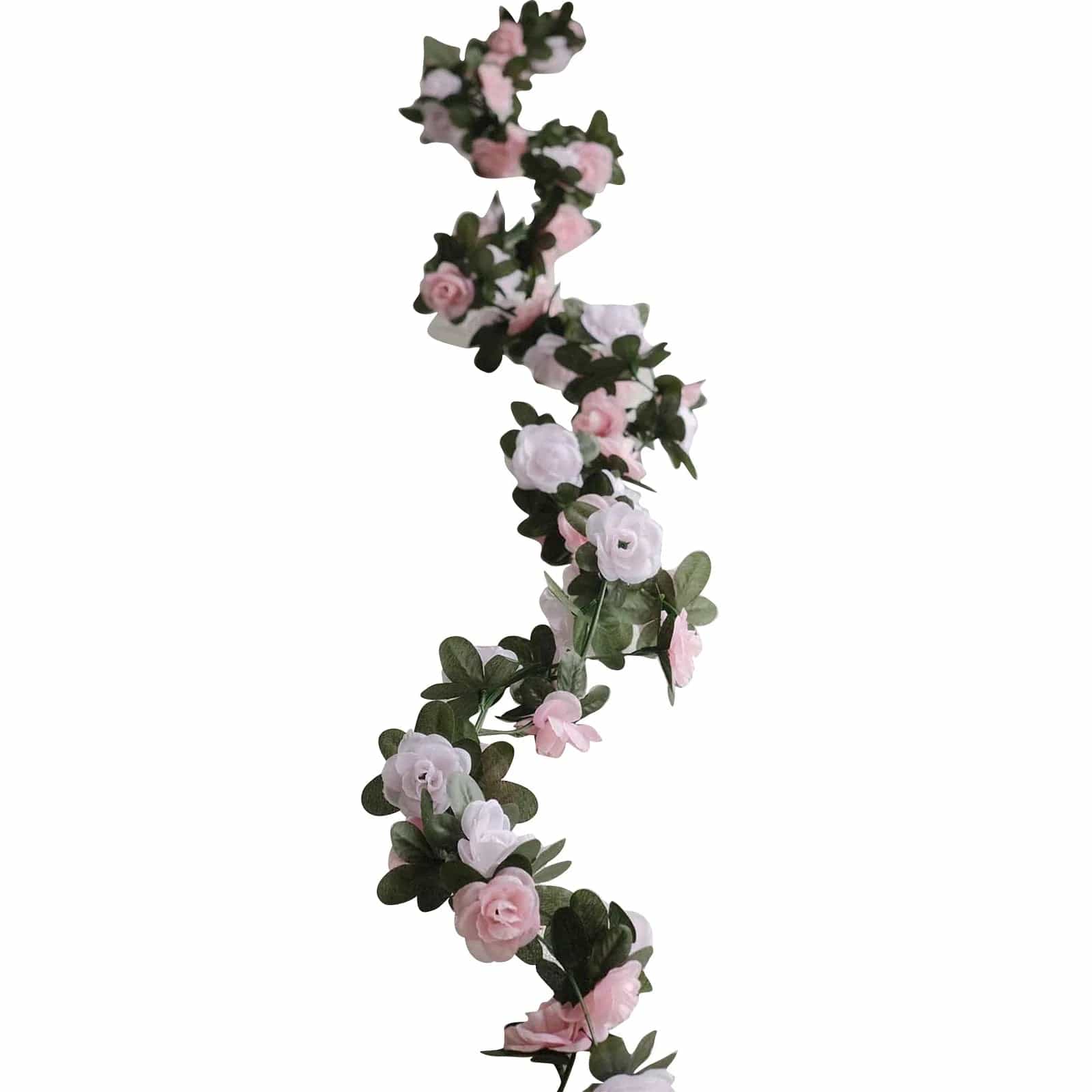 2 Artificial 8 feet Silk Roses Mini Artificial Flowers Vine Garlands