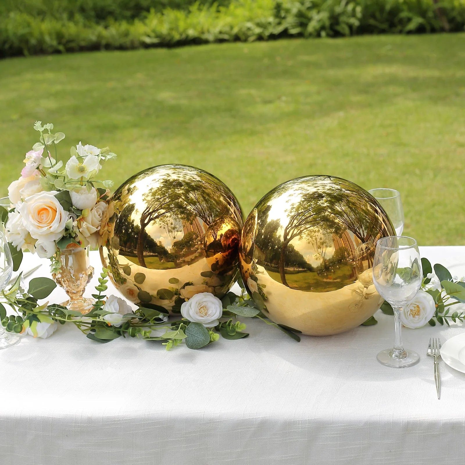 2 Stainless Steel 12 in Globe Gazing Reflective Mirror Ball