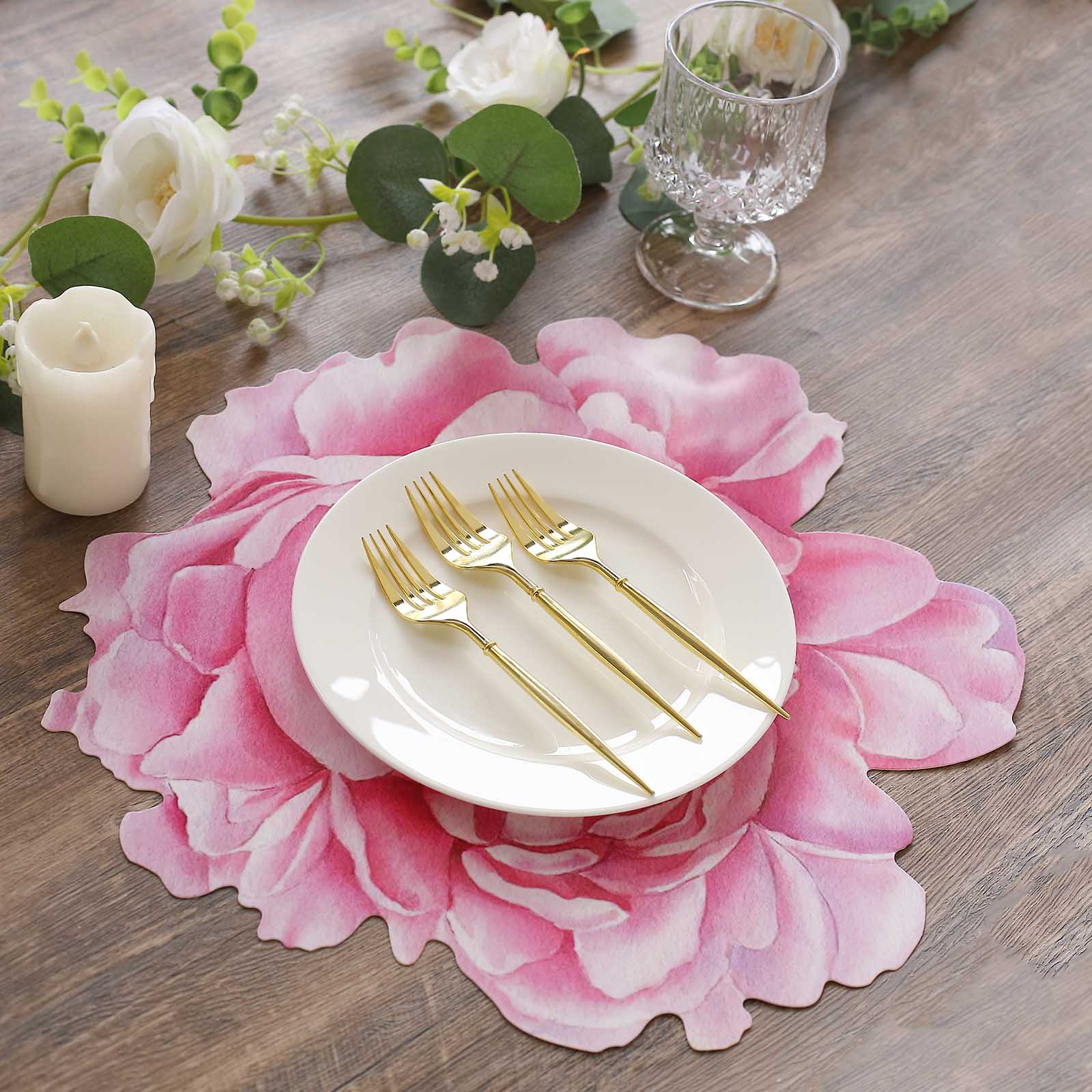 10 Pink Peony Flower Cardboard Paper Placemats