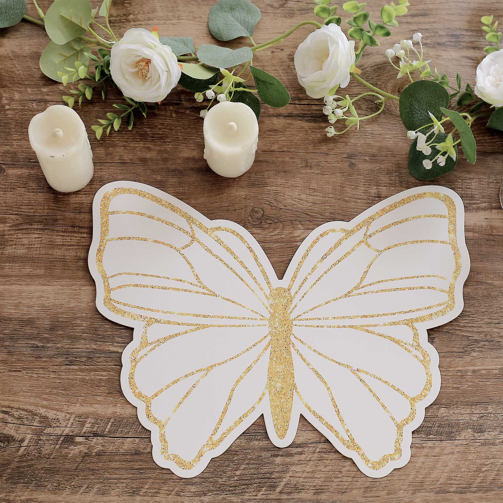 10 Pink with Gold Glitter Butterfly Cardboard Paper Placemats