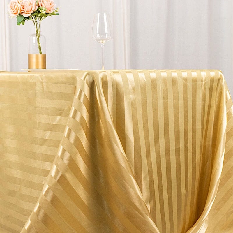 90x132 in Stripes Satin Rectangle Tablecloth Wedding Party Linen
