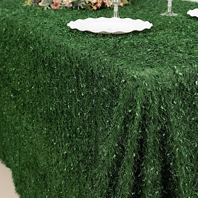 90x156 in Shaggy Fringe Polyester Rectangle Tablecloth