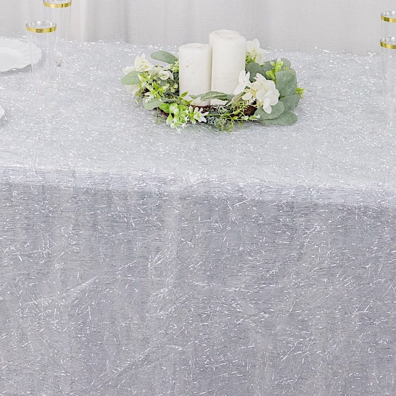 90x156 in Metallic Tinsel Polyester Rectangle Tablecloth
