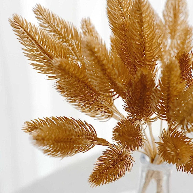 4 Metallic Gold Artificial Pine Grass Bushes
