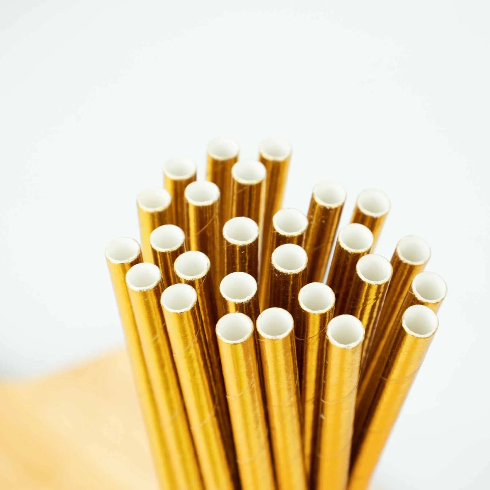 50 Gold 8 in Metallic Disposable Paper Drinking Straws
