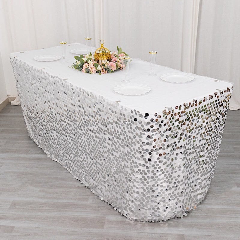 21 feet Big Payette Sequin with Satin Dual Layered Table Skirt