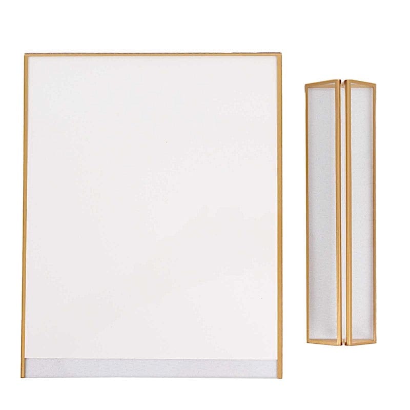 6 Clear and Gold Rectangular Frame Acrylic Freestanding Table Sign Holders