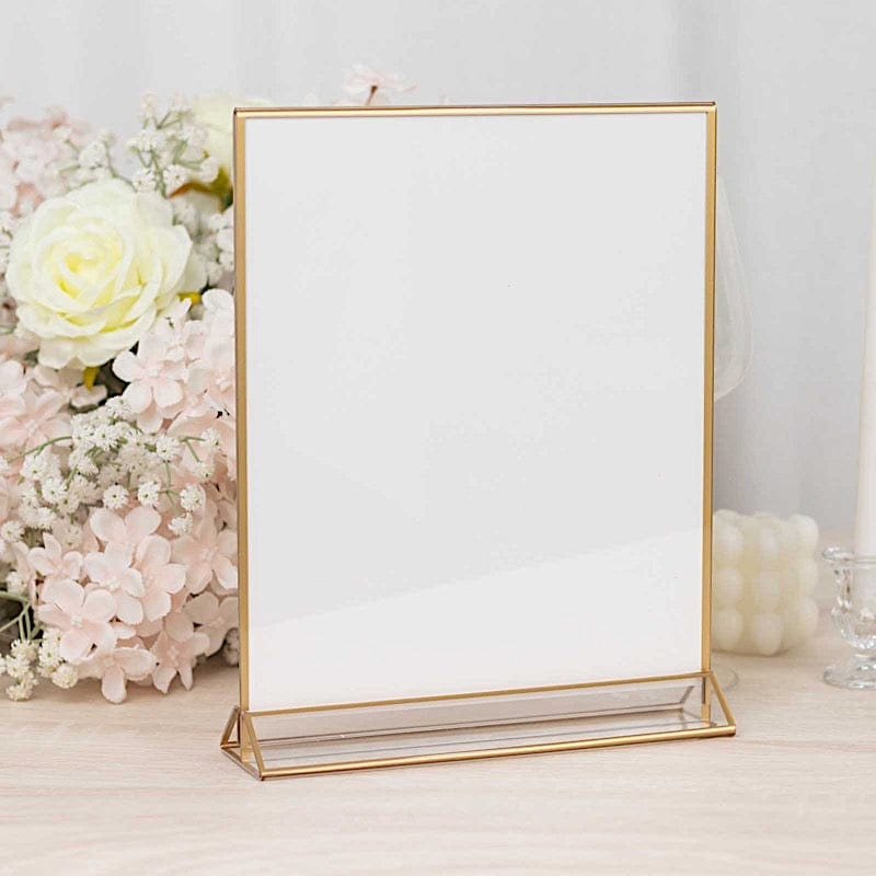 6 Clear and Gold Rectangular Frame Acrylic Freestanding Table Sign Holders