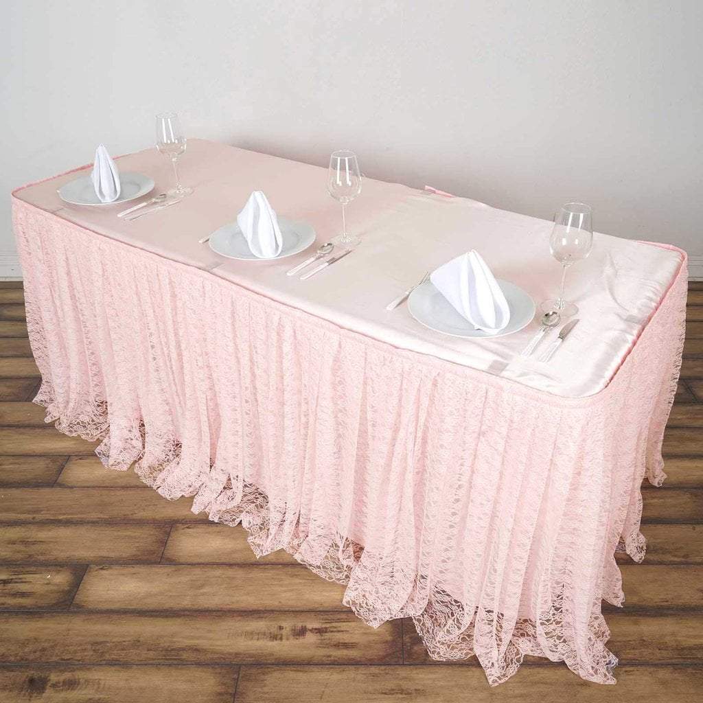 14 feet x 29" Blush Lace Banquet Table Skirt
