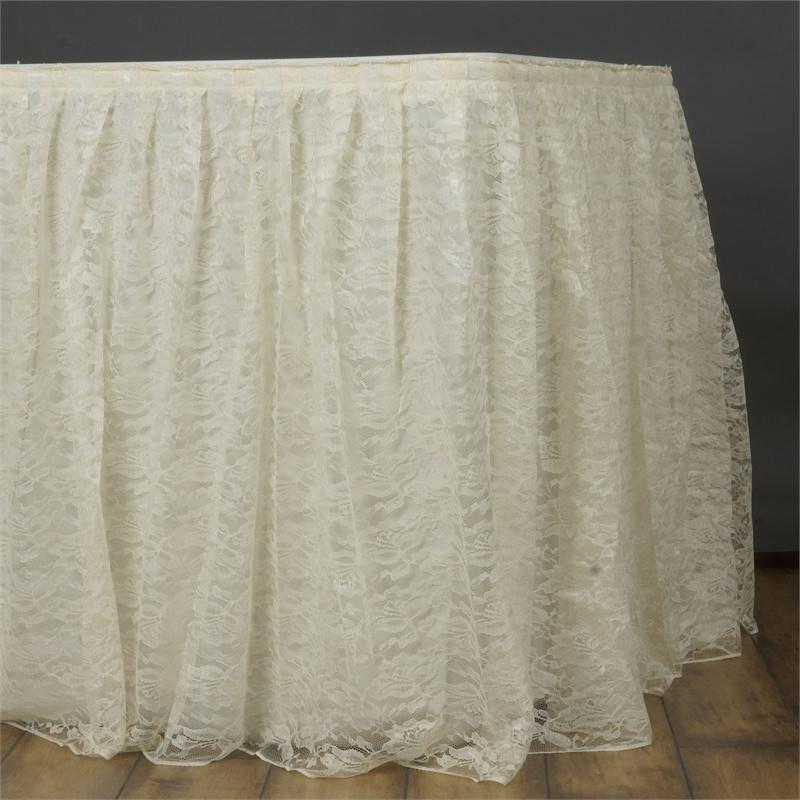 17 feet x 29" Ivory Lace Banquet Table Skirt