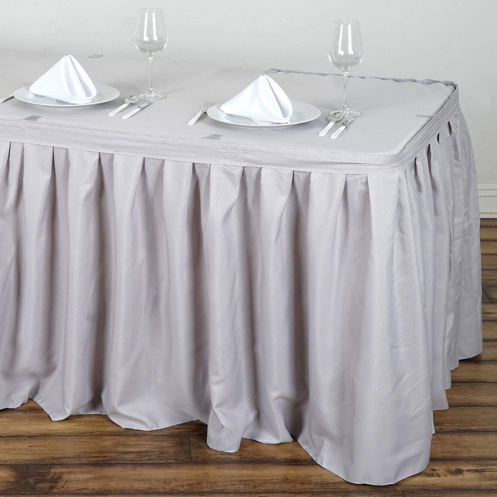 17 feet x 29" Silver Polyester Banquet Table Skirt