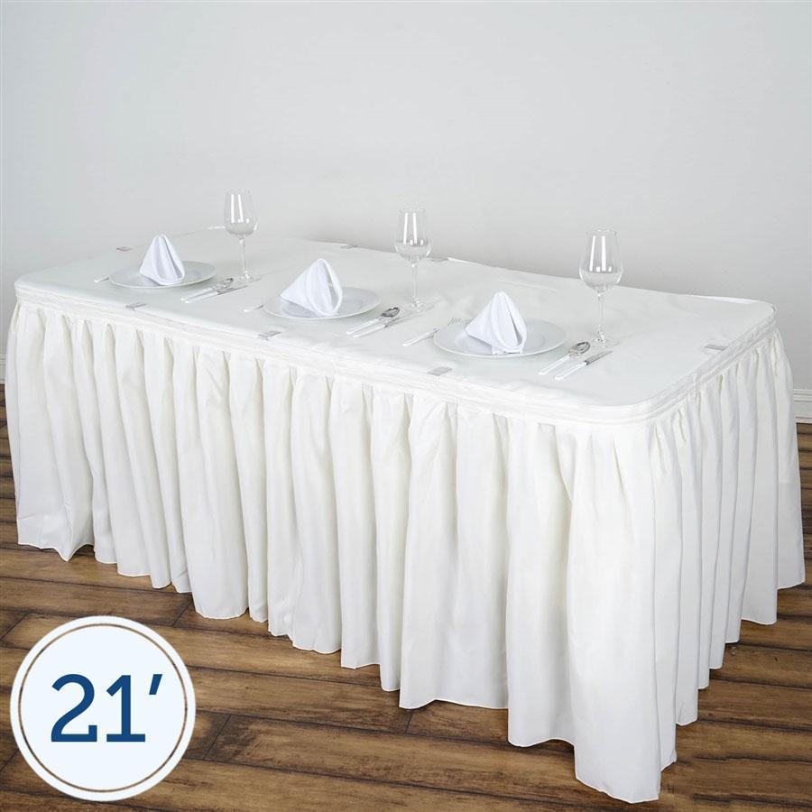 21 feet x 29" Ivory Polyester Banquet Table Skirt