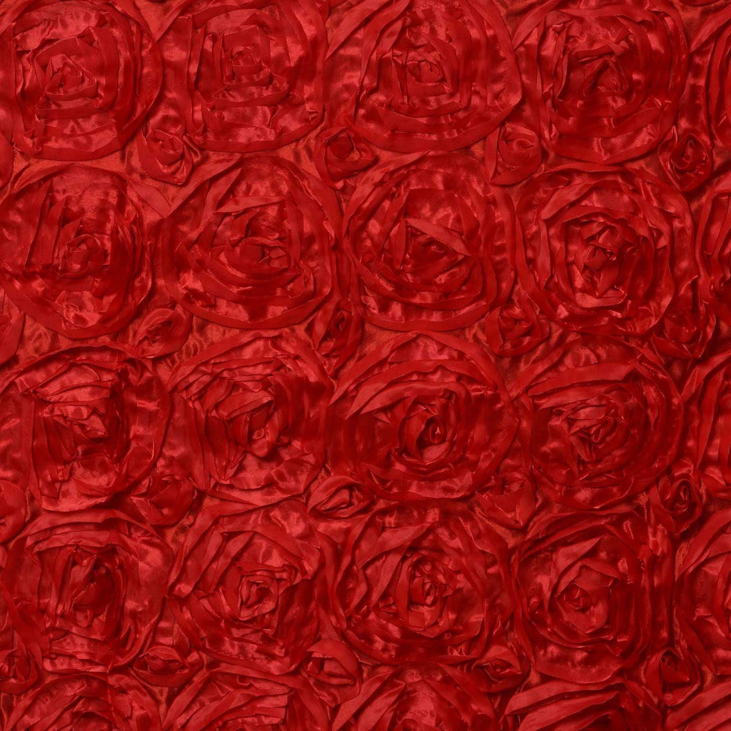 17 feet x 29" Red Raised Roses Satin Table Skirt