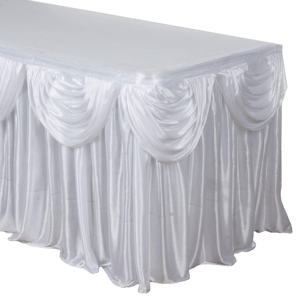 17 feet x 29" White Satin Drape Banquet Table Skirt