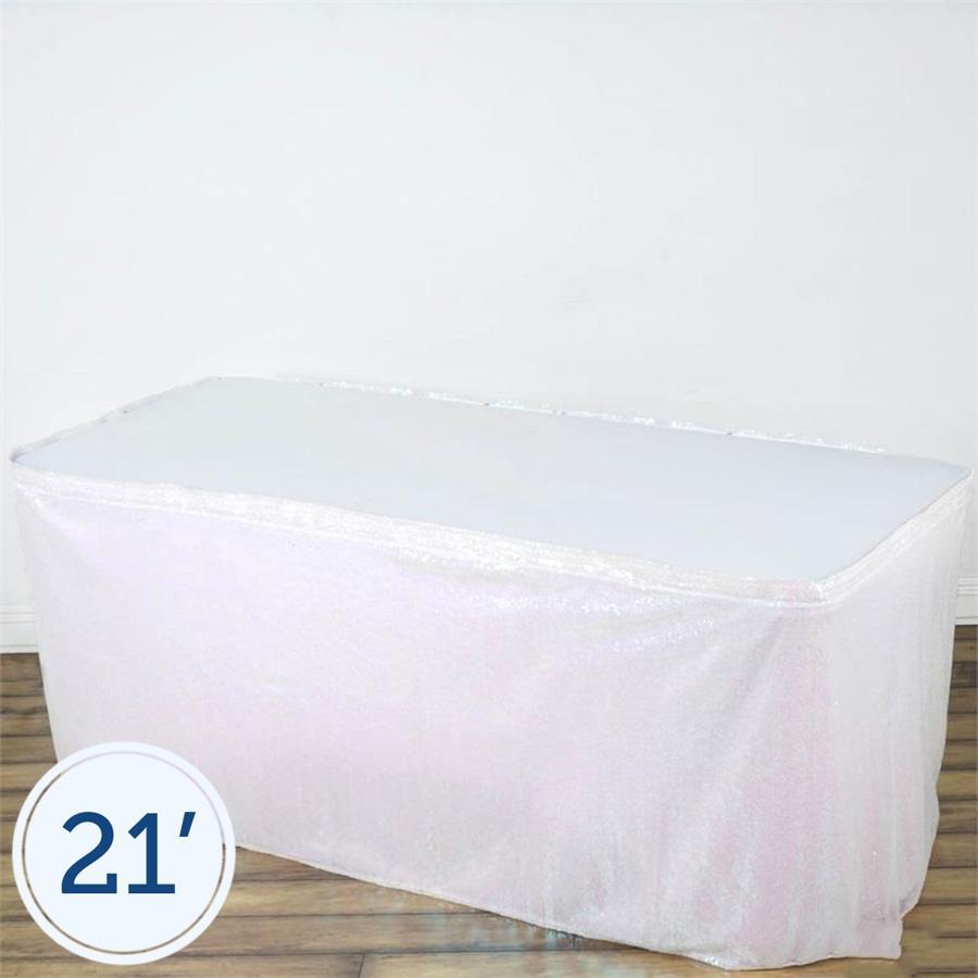 21 feet x 29" White Sequin Table Skirt