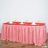 17 feet x 29" Red on White Checkered Gingham Polyester Table Skirt