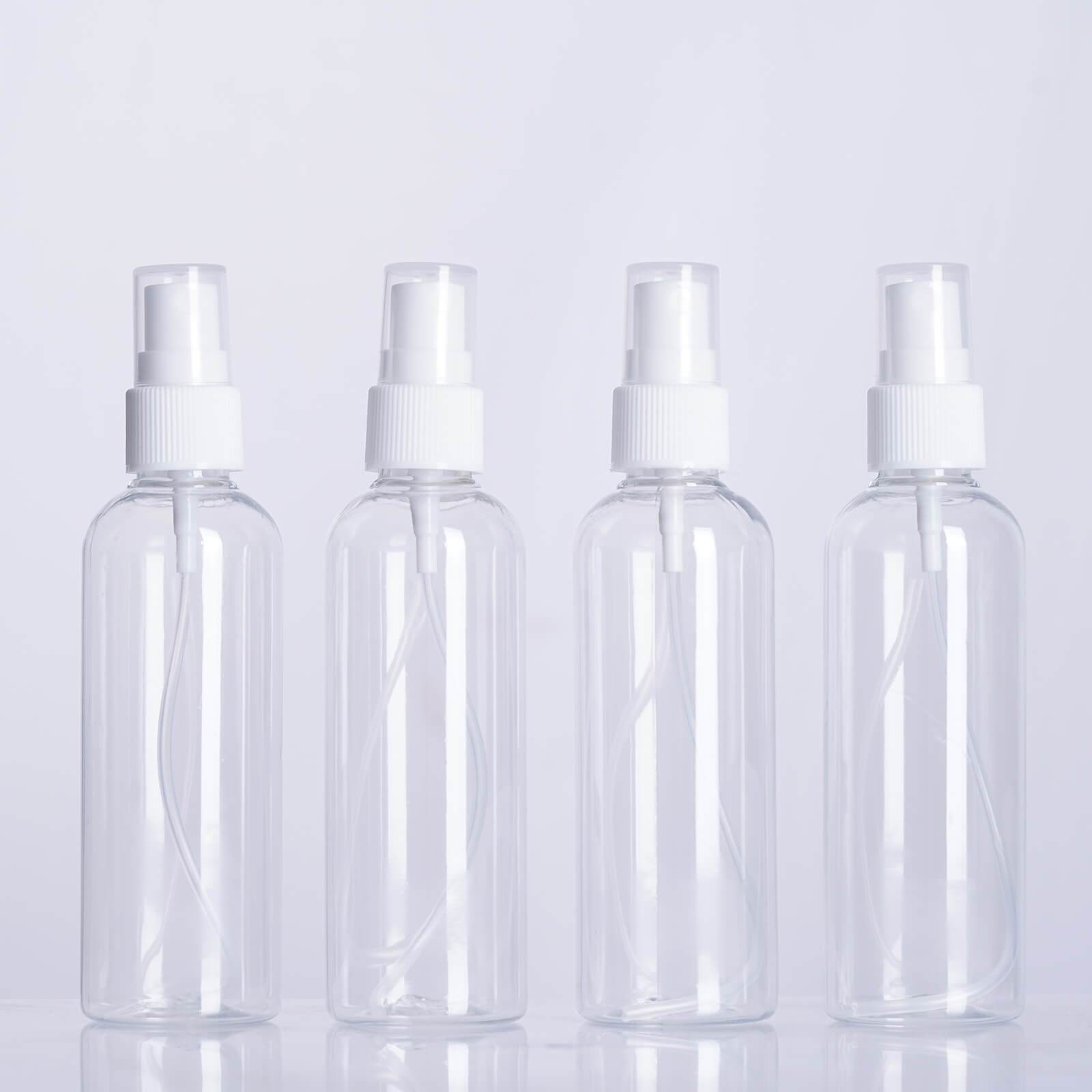 4 Clear 4 oz Empty Refillable Bottles Fine Mist Hand Sanitizer Sprays - Protective Collection