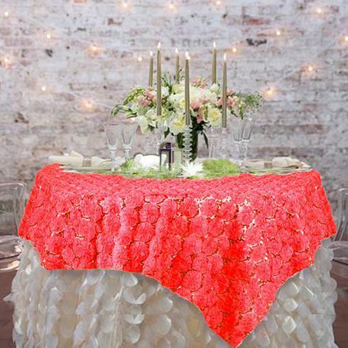 72 inch Ribbon and Sequins on Lace Table Overlay