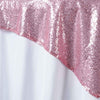 72 inch Pink Sequin Square Table Overlay