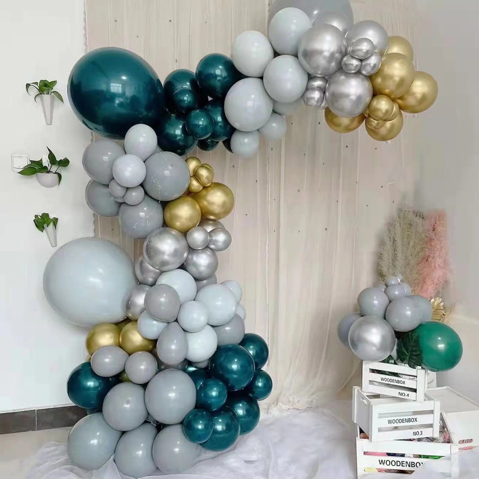 101 Green Gold Silver Double Layer Latex Balloons Garland Arch Decorations Kit Set