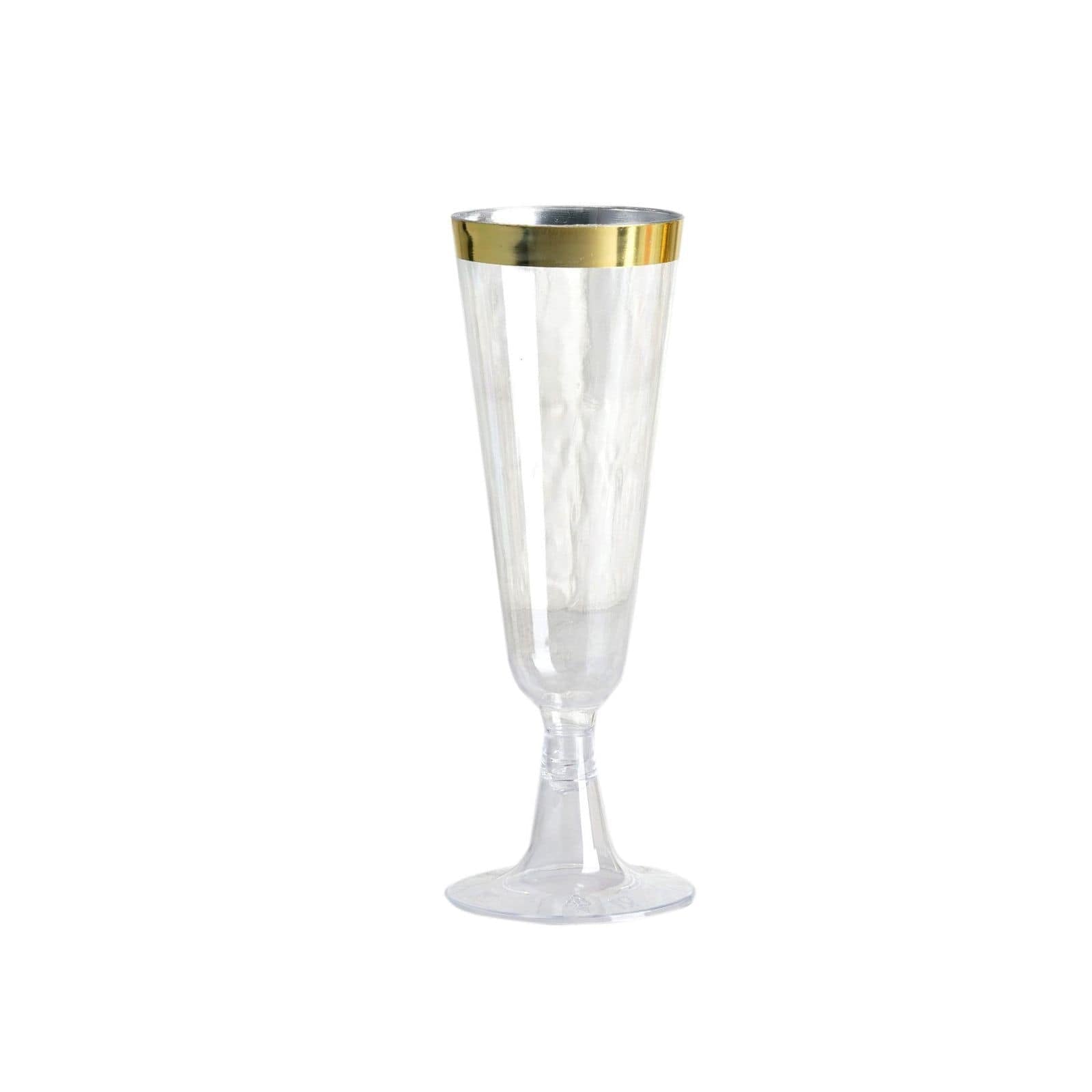 12 pcs 5 oz. Clear with Gold Rim Champagne Plastic Disposable Glasses