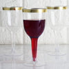 12 pcs 6 oz. Clear with Gold Rim Plastic Champagne Flutes Disposable Glasses