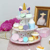 15 in tall 3 Tier Assorted Centerpiece Cake Cupcake Stand Set with Unicorn Top