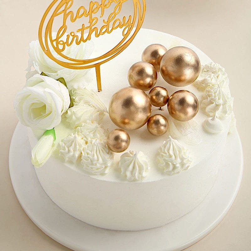 12 Cake Topper Picks Faux Pearl Balls Cupcake Decorations