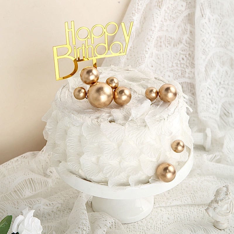 12 Cake Topper Picks Faux Pearl Balls Cupcake Decorations