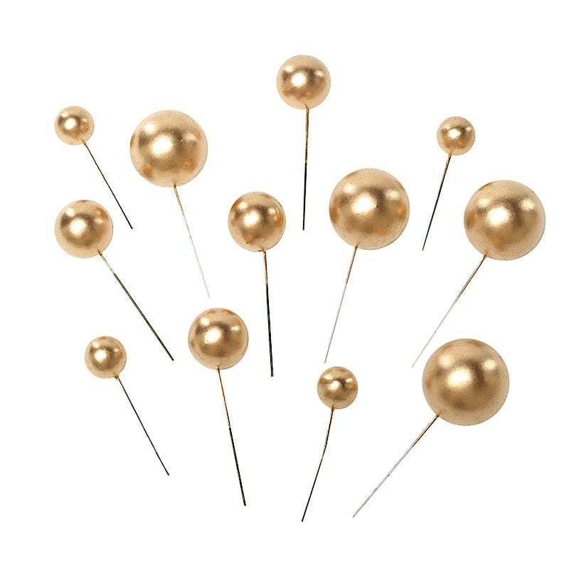 12 Cake Topper Picks Faux Pearl Balls Cupcake Decorations