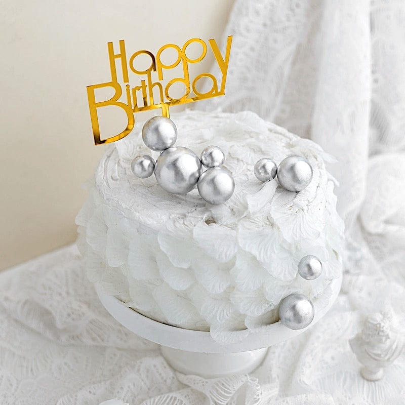 12 Cake Topper Picks Faux Pearl Balls Cupcake Decorations