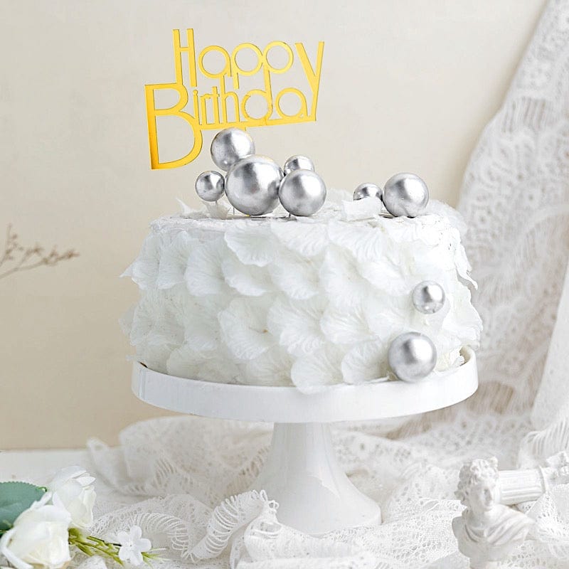 12 Cake Topper Picks Faux Pearl Balls Cupcake Decorations